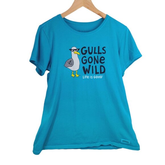 Life Is Good Tops - Life is Good Crusher Tee Tshirt Gulls Gone Wild Women's Size L Blue